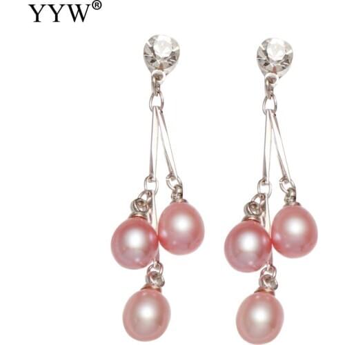 1pair Freshwater Pearl Stud Earring Silver Color Plated Pearl Earrings Fashion Statement Jewelry Earrings for Women