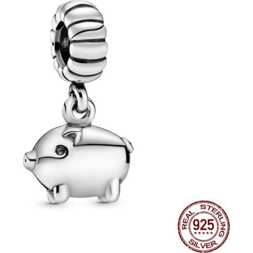 100% Real 925 Sterling Silver Zodiac Pig Charm&Bead Fit Original 3mm Bracelet&Bangle Making Fashion DIY Jewelry For Women
