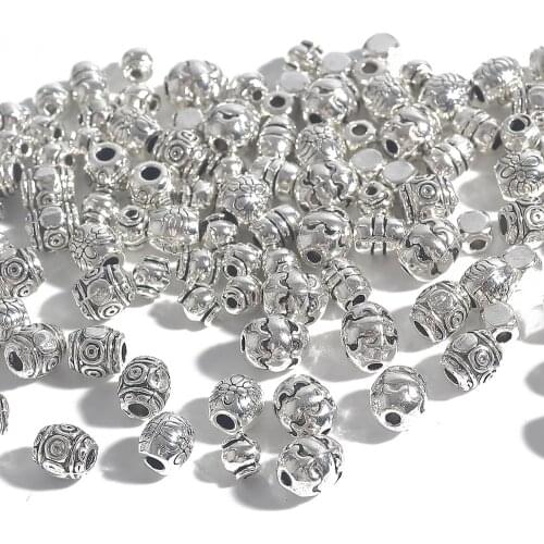 20-50pcs 2-5mm Tibetan Antique Silver Plated Metal Beads Loose Spacer Beads For Jewelry Making Supplies DIY Bracelet Nekclace