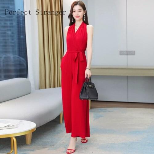 2021 Summer New Arrival High Quality Halter Neck Solid Color Jumpsuits for women 2020 plus size one piece outfit Jumpsuit