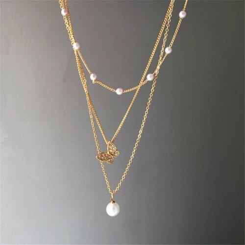 Shamir 3 PCS Contracted Made Of Metal Chain Combination To Wear A Necklace Chain Female Beautiful Butterfly Twinkle Clavicle