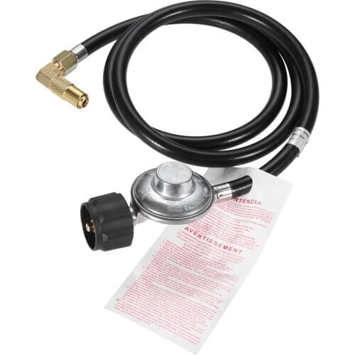 5 Feet Hose QQC1 Low Pressure Propane Regulator with 90 Degree Brass Elbow Fitting Adaptor for Blackstone 17/22" Table BBQ Grill