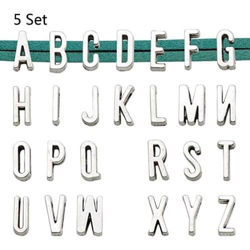 5 Sets 26 English Letters Alphabet Slide Letter Charm Pendant Jewelry Making