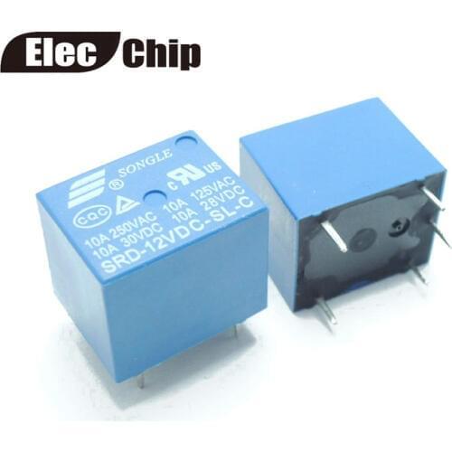 5pcs/lot SRD-12VDC-SL-C T73-12V 5 pin PCB Type 12V DC Power Relay
