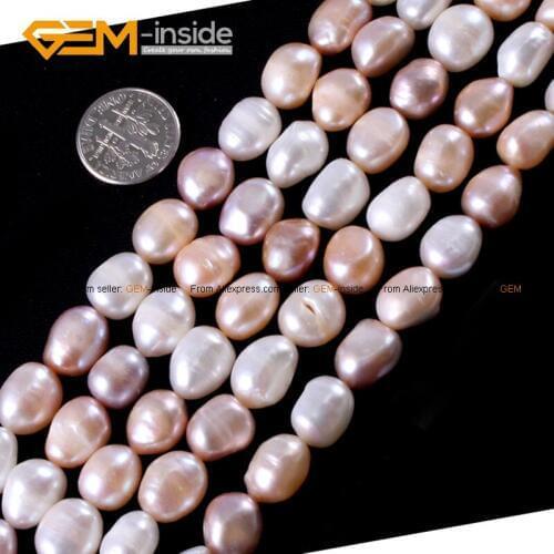 Gem-inside Natural Freshwater Mixs Mixed Beads Assortmen Pearl Beads For Jewelry Making 10-11mm 15inch DIY Fashion Jewellery