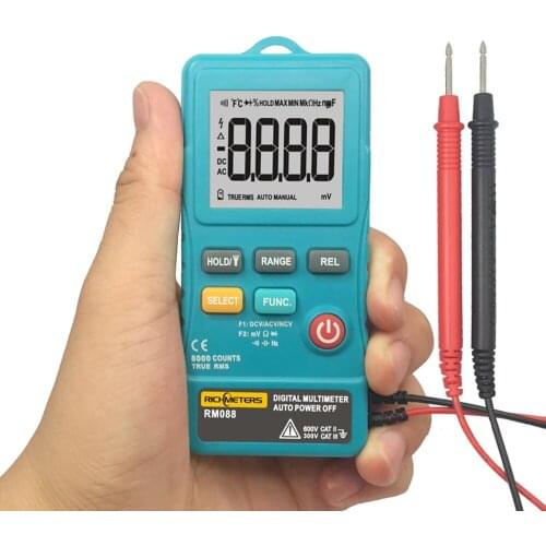 8000 Counts Multimeter RM088 Mini Digital Multimeter Line Frequency Flash Light Pocket ACDC Voltage Ohm Meter with Buzzer