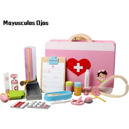 Childrens Boys And Girls Play House Simulation Wooden Medicine Box Toy Set Nurse Doctor Injection Simulation Stethoscope