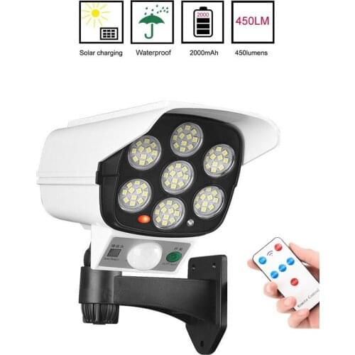 Remote solar fake monitor dummy camera light lamp outdoor Powerful luces LED PIR Motion Sensor Waterproof Street Lights garden w