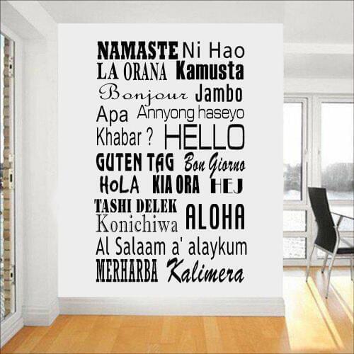 Hello Wall Decals Hello languages Decal World Greetings Vinyl Art Decor Stickers House Ornament Living Room Modern Office A178