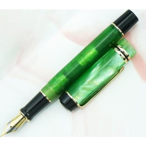 Kaigelu 316 Celluloid Fountain Pen, Beautiful Green Color Iridium EF/F/M Nib Writing Ink Pen Office Business School Gift Pen