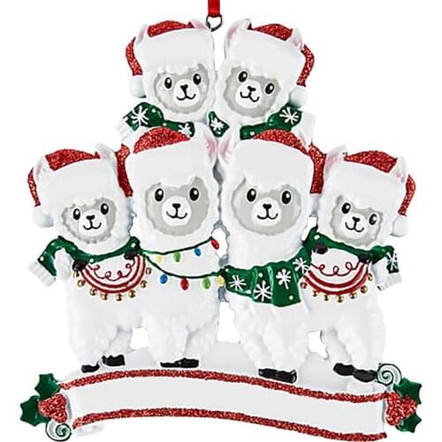 Quarantine 2020 Cute Alpaca with Hat Sheep Christmas Tree Ornament Hanging Personalized DIY Handwritten Decor for Family Gifts