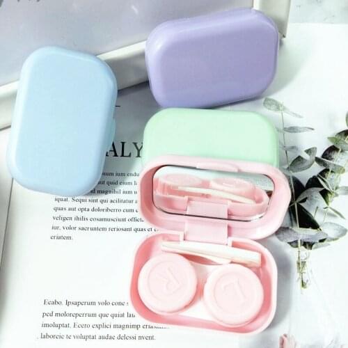 Ins style candy color cosmetic contact lens box compact and simple contact lens care box mini storage portable companion box