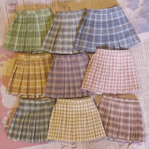 BJD dolls short skirt plaid skirt 6 min 1/6 doll dress accessories pleated skirt versatile fashion cute doll skirt accessories