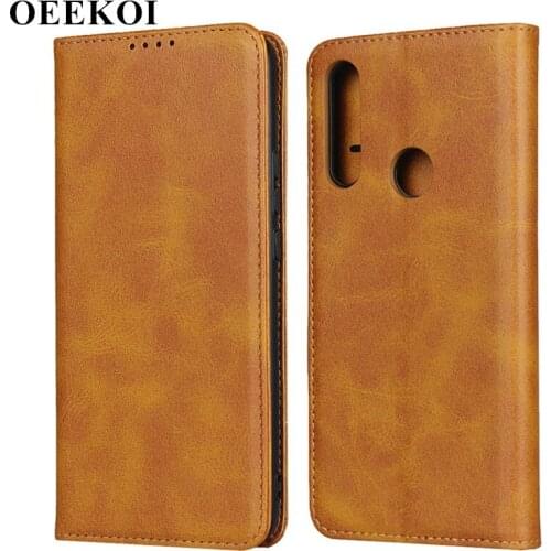 OEEKOI Calf Stripe Magnetic Snap Wallet Leather Case for Huawei P Smart Z