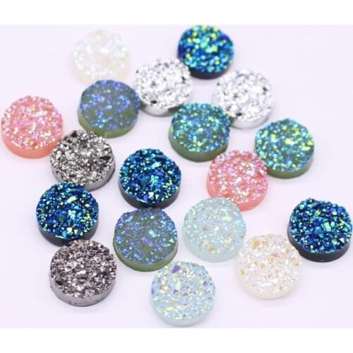 20pcs/lot 12mm Round Resin Flatback Earring Base Findings Diy Cabochon Bead Hairpin Dotted Rhinestone Decor Jewelry Making