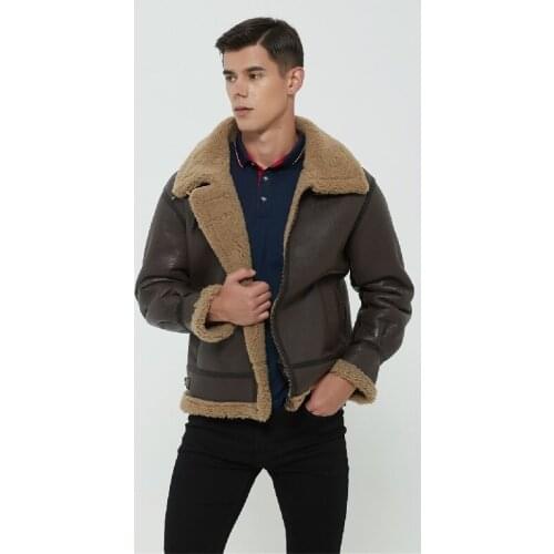2021 Dark Brown Military Style B3 Genuine Shearling Coat Plus Size 6XL Real Natural Cowhide Russian Winter Warm Leather Jacket