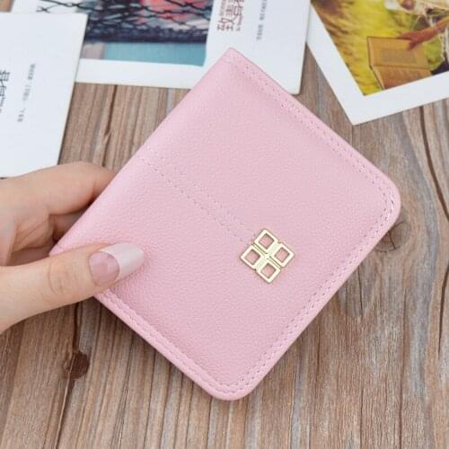 Women Small Wallet Ladies Short Buckle Money Bags Thin Lychee Pattern Card Holder Soft Leather Female Coin Purse porte monnaie