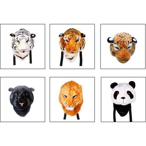 Fashion direct sale personality tiger head backpack white yellow lion head pack shoulder bag