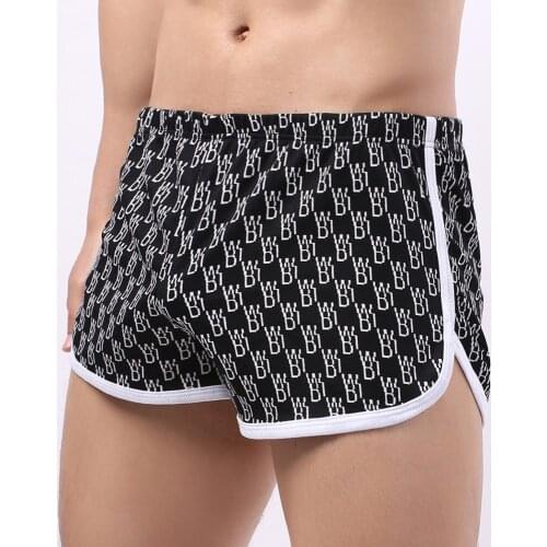 Print Underwear Men Sleep Bottom Underpants Mens Loose Woven Boxers Shorts Family Boxershorts Male Homewear Arrow Panties A30