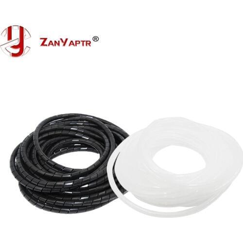 New Spiral Cable Wire Wrap Tube Diameter 8mm 12 Meter Part PE Manage Cord Clear Black For 3D Printers Parts Polyethylene 33 Ft