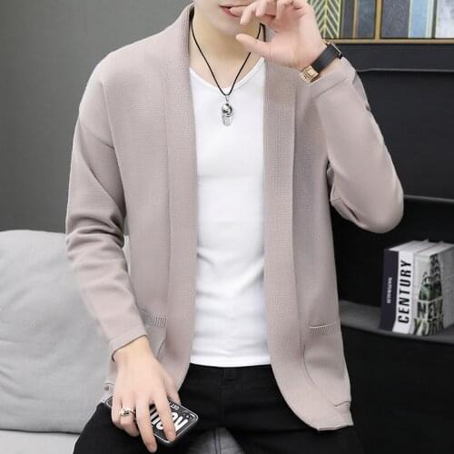 2021 Mens Autumn New Trendy Slim Sweater Youth Outer Wear Cardigan Sweater