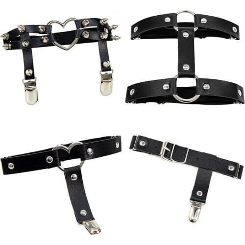 Pu Leather Garter Belt Punk Harness For Women Lingerie Belts Stockings Body Bondage Leg Harness Belts Suspender Goth Clothes