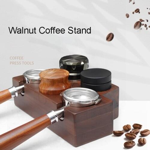 Walnut Wood Coffee Machine Handle Support Seat Espresso Tamper Mat Stand Coffee Maker Support Base Rack Coffee Accessories Tool