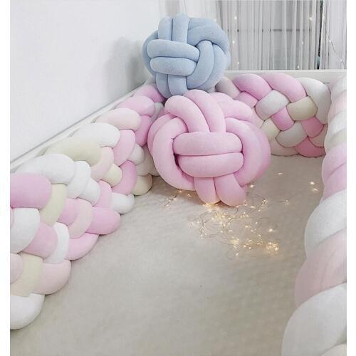 All Seasons Three Colors Six Strands Woven Polyester Baby Bed Bumper Childrens Room Decoration Kids Protection Pillow