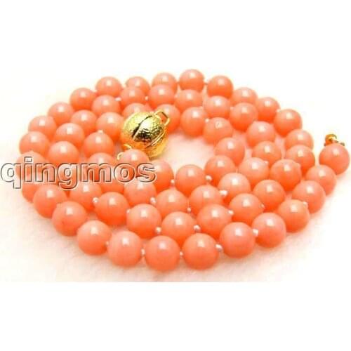 SALE small 5-5.5mm Nature High quality perfect round Pink Coral 18" Necklace-nec4107 wholesale/retail Free shipping