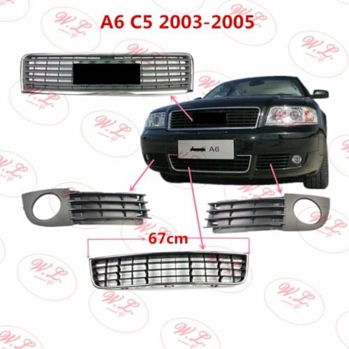 Car Front Grill Chrome Front Bumper Air Vent Center Grille 4B0807683L For Audi A6 C5 2003 -2005