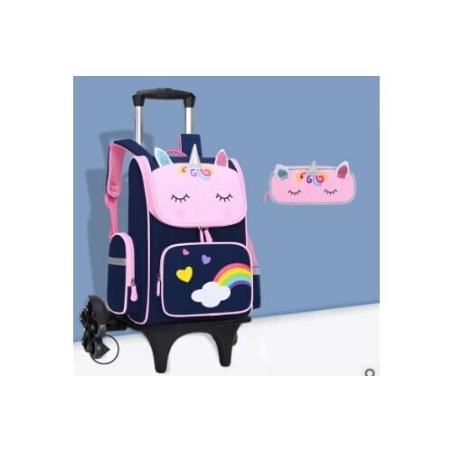 The unicorn Removable pull-rod schoolbag for boys and girls in grades 1-6