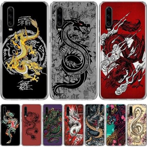 Asian Dragons Animal Tattoo Silicon Phone Case For Huawei P30 P20 P40 P10 Mate 30 20 10 Pro Lite P Smart Z Plus + Pattern Cover