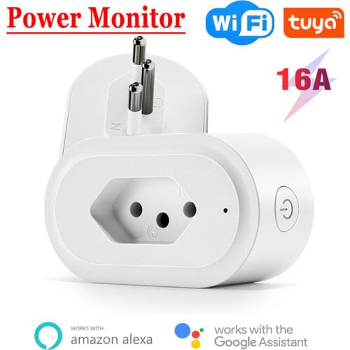 WiFi Smart Plug 16A Brazil Socket Power Outlet Tuya Smart Home For Alexa Google Assistant Voice Control Energy Monitor Timing
