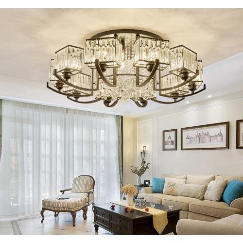 Modern simple plated crystal lustre Ceiling Lights E27 220V LED Plafonnier ceiling Lamp For living room bedroom restaurant hotel