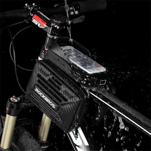 ROCKBROS Bicycle Bag Upper Tube Cover Carbon Pattern Saddle Mountain Road Bike TPU Sensitive Touch Screen Front Mobile Phone Bag