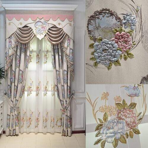New High-grade Chenille Relief Jacquard Curtains for Living Room Embroidery Shade Curtain Fabric Manufacturer Direct Sales Spot