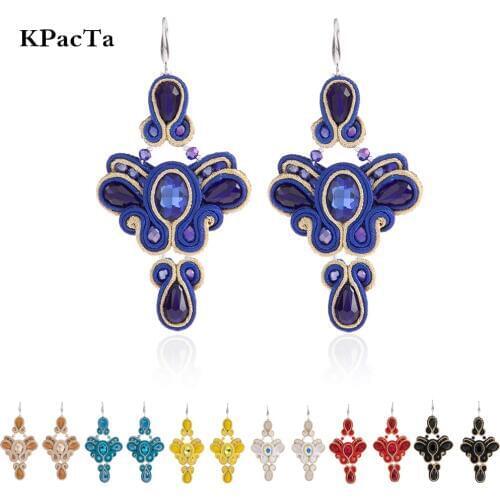 KPACTA 2019 New Design Ethnic Style Leather Drop Earrings Fashion Jewelry Women Soutache Handmade Weaving Big Hanging Earring