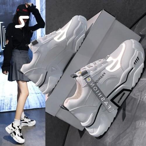 2021 Sneakers Women Platform Shoes Fashion Breathable Mesh Thick Bottom Ladies Trainers Chunky Sneakers Woman Sport Basket Femme