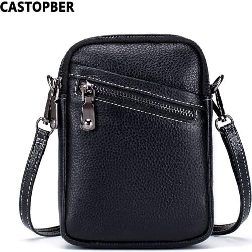 Womens 2 Zipper Mini Messenger Ladies Fashion Crossbody Bag Cow Genuine Leather Girls Small Purse For Cell Phone And Keys Brand