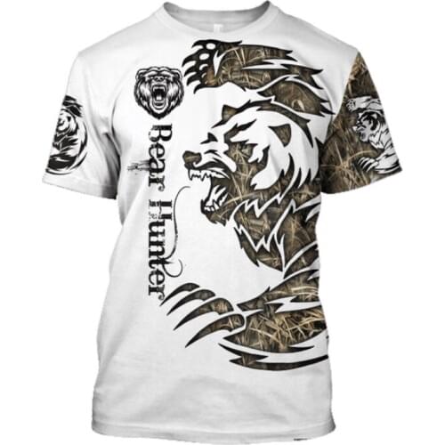 Animal bear Tattoo 3D Printed men t shirt Harajuku Fashion Short sleeve shirt summer streetwear Unisex tshirt tops Drop shipping