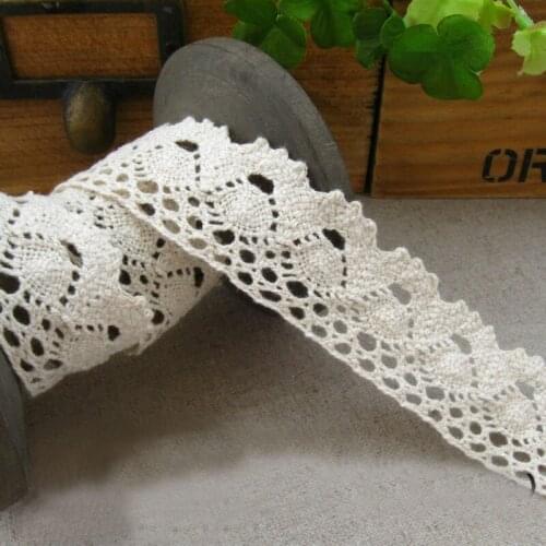 100yards Apparel Sewing Fabric DIY White Beige Trim Cotton Crocheted Lace Fabric Ribbon Handmade Accessories Craft 2.5cm