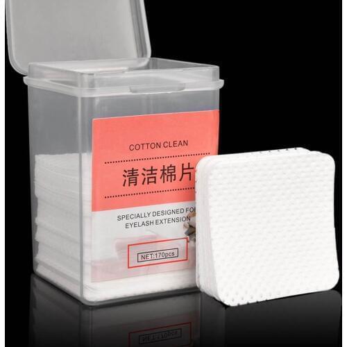 170Pcs Grafting Eyelashes Cleaning Cotton Pad Glue Gel Polish Remover with Box Makeup Removing Supplies