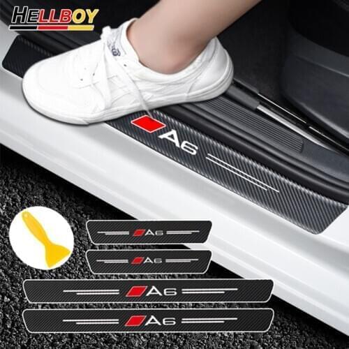 3D Carbon Fiber Car Body Door Sill Protector Decals Stickers For AUDI A6 S6 c6 c7 A5 8t A4 b8 b6 A3 8p 8v A1 A7 A8 Accessories