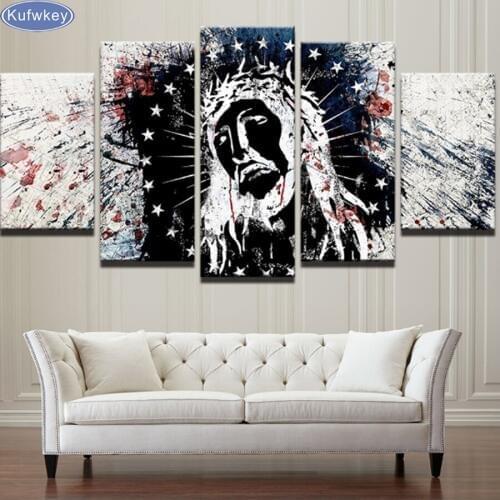 5 pcs,Full Square 5D DIY Diamond Painting Jesus Landscape Wall Decor,3d,Diamond Embroidery Cross Stitch,Mosaic,stickers,gifts