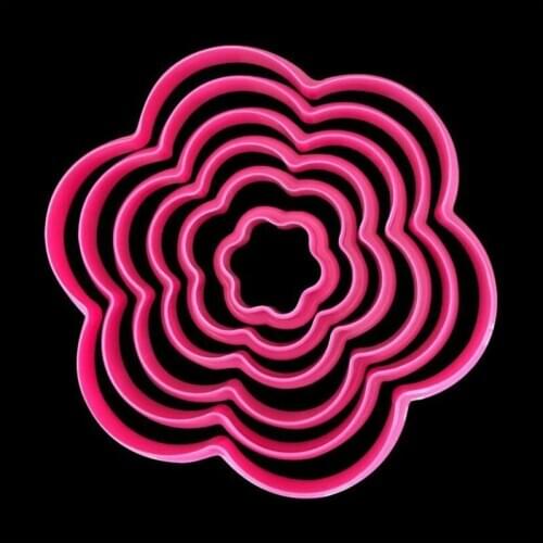 6pcs/set Pink Plum Flower Cookie Cutter Plunger Cake Mold Biscuit Stamp Fondant 3D Cake Decorating Tools Baking Moulds