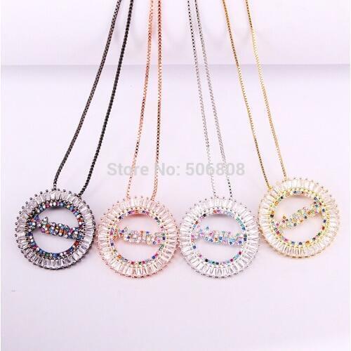 6PCS ZYZ-N1966 Mama Mother Charms Necklace, Mom /Mother Connector Charm Pendant Necklace , Rainbow CZ Micro Pave Mother Necklace