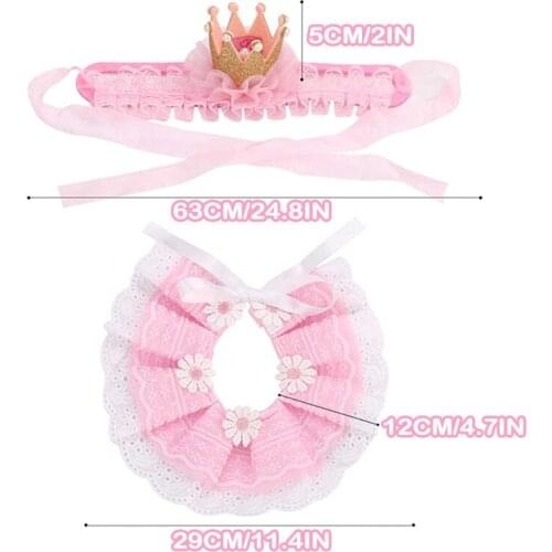 Birthday Pet Hat Collar Set Dress Up Cap Pet Fun Headdress Cosplay Accessories For Cat Dog TS2 Habitat Décor