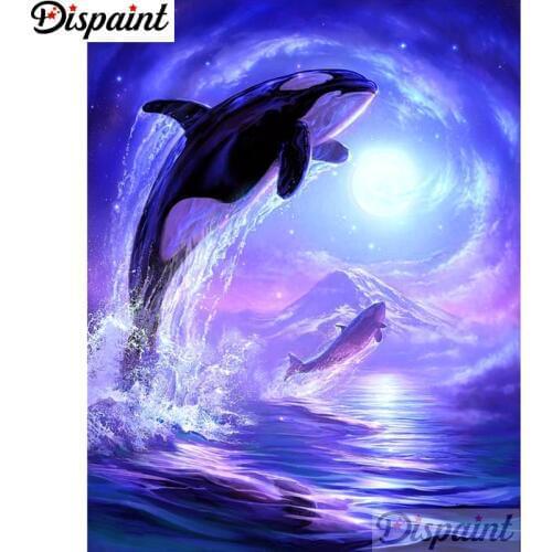 Dispaint Full Square/Round Drill 5D DIY Diamond Painting "Animal dolphin" 3D Embroidery Cross Stitch Home Decor Gift A12668
