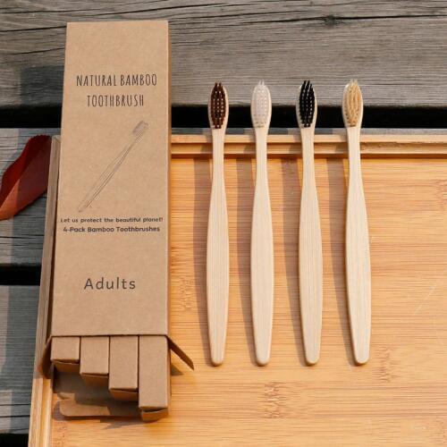Adult Bamboo Toothbrush Bamboo Charcoal Toothbrush 5 Sticks Bamboo Toothbrush 10 Sets