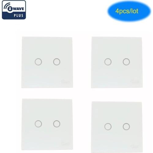 COOLCAM 4Pcs/Lot Z-wave Plus EU Wall Light Switch 2CH Gang Home Automation Z Wave Wireless Smart Remote Control Light Switch